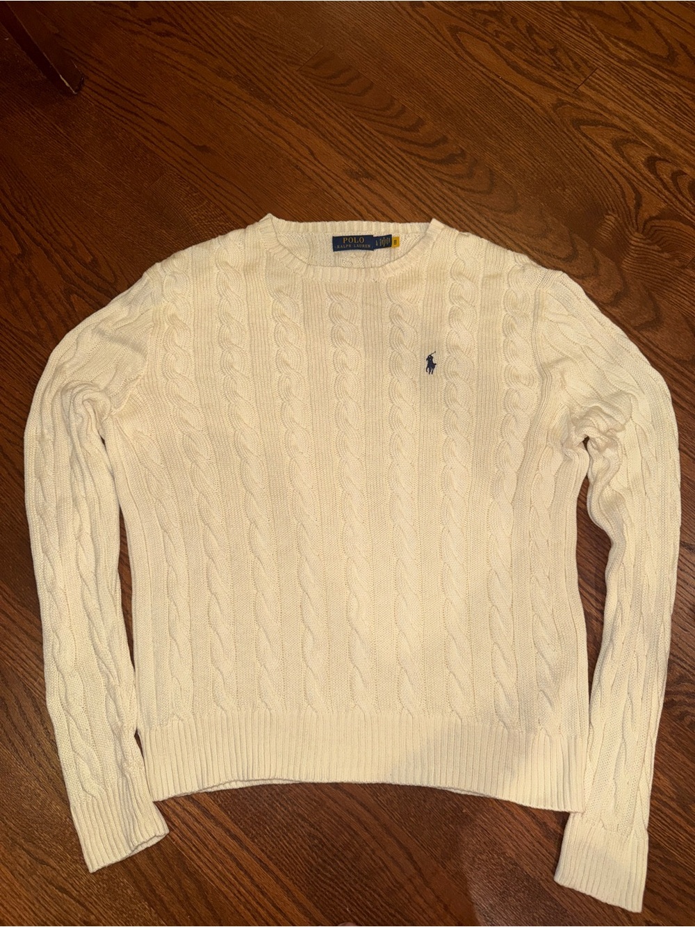 Ralph Lauren Men's Cream Cable Knit Crewneck Sweater Size L